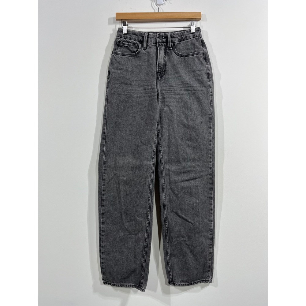 Good American Good 90s‎ High Rise Loose Leg Jeans Black Acid Wash Womens 00 24